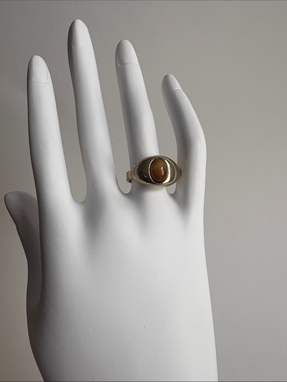 Gold Tiger’s Eye Signet Ring Oval Stone Adjustable Women Jewelry